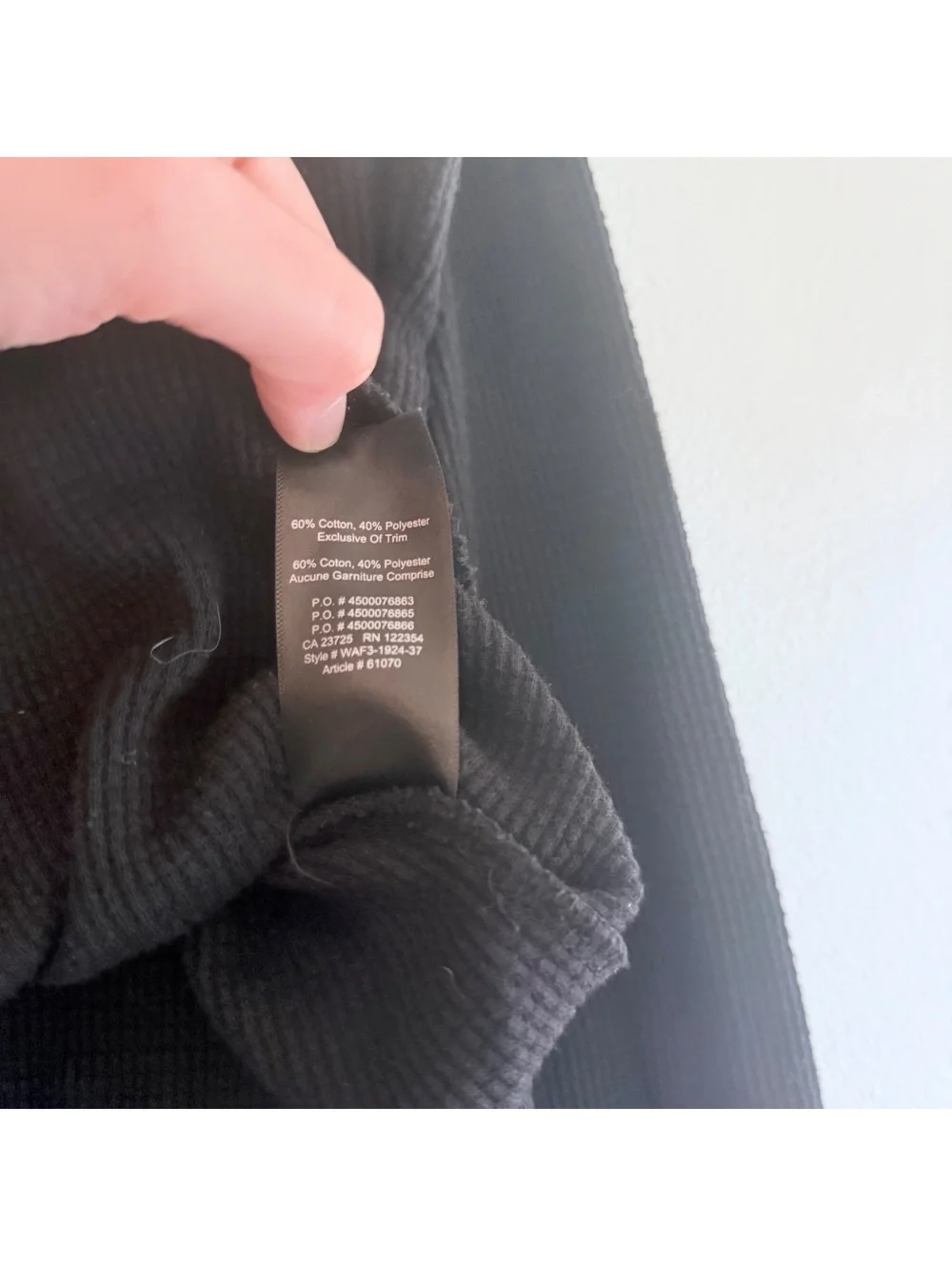 Aritzia TNA Waffle Knit Thermal Cowl Turtleneck Longsleeve Top in Black